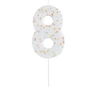 Giant Sprinkle Number Birthday Candle 0-9, White Sprinkle Cake Candles for Birthday Party Cake Decorations and Celebrations (Number 8)