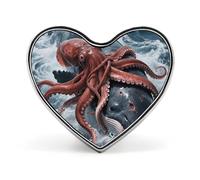Giant Squid Vs Whale Lapel Pin Heart Metal Brooch Pin with Secure Pinback Fashion Button Badge for Clothing, Hats, Bags Decoration