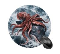 Giant Squid Vs Whale Round Mouse Pads Non-Slip Rubber Base Mouse Mat Cute Mousepad Funny Computer Desk Accessories for Office Home Gaming Work 7.8 X7.8 Inch