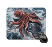 Giant Squid Vs Whale Square Mouse Pads Non-Slip Rubber Base Mouse Mat Cute Mousepad Funny Computer Desk Accessories for Office Home Gaming Work 20 * 25cm