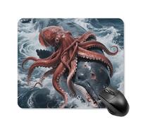 Giant Squid Vs Whale Square Mouse Pads Non-Slip Rubber Base Mouse Mat Cute Mousepad Funny Computer Desk Accessories for Office Home Gaming Work 25 * 30cm
