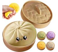 Giant Squishy Dumpling - Dumpling Squishy, Anxiety Relief Squeeze Toy, Large Stress Relief Sensory Ball for Adults & Kids, Anxiety, Worry, and Stress (White)