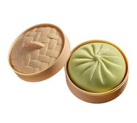 Giant Squishy Dumpling with Steamer - Stress Relief and Sensory Dough Ball, Soft and Stretchy Fidget Toy, Large Rainbow Bun, for Birthday and Party Gifts (Green)