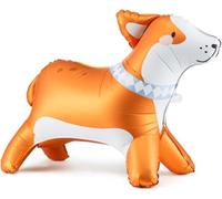 Giant Standing Corgi Foil Balloon, 88 x 70 cm, Orange and White, Self-Sealing with Inflation Straw