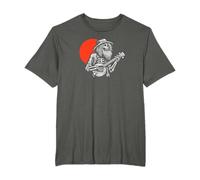 Giant Step Design Co. Hillbilly Skeleton Banjo Player Retro Cartoon T-Shirt - Grey, Small, Unisex, Long Sleeve