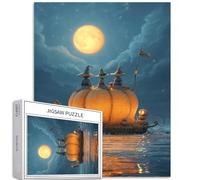 Giant Straw Pumpkin Boat 1000 Piece Jigsaw Puzzles for Adults Three Witches Art Jigsaw Puzzle Challenging Family Activity Games Colorful DIY Craft Puzzle for Home Decor Gifts 20×27 Inches