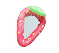 Giant Strawberry Pool Float - 6ft Inflatable Sun Tanning Raft with Backrest & Cup Holder | Ultra-Thick PVC for Adults (400lbs Capacity) | Quick-Dry Fabric & Leak-Proof Valves | Includes Repair Kit