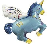 Giant Super Shape Foil Balloons XL Large Children's Birthday Party (Magic Unicorn Blue)