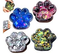 Giant Taba Squishy Cat Paw Toys, 7CM Starry Sky Cat Paw Stress Relief Toy, Fufu Squishy Sensory Fidget Toys, Super Soft Big Fidget Toy for Anxiety Relief, for Holiday Party Birthday Gifts-4PCS