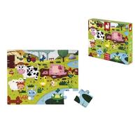 Janod - Children's Tactile Puzzle, Farm Animals, 20 Pieces including 7 Textured - Educational and Sensory Game - Touch, Fine Motor Skills and Concentration - From 2 Years, J02772