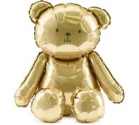 Giant Teddy Bear Foil Balloon, 75x84 cm, Cream with Bow - Brown with Red bow - Gold (Gold)