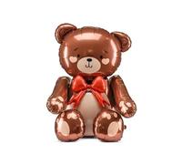 Giant Teddy Bear Foil Balloon, Brown with Red Bow, 59 x 88 cm