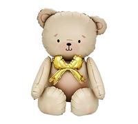 Giant Teddy Bear Foil Balloon, Cute Bear Aluminum Film Balloon, Cream with Gold Bow, Inflatable Decorative Balloons, For Birthday Celebrations, aldult (Multicolor F)