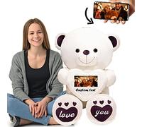 Giant Teddy Bear Stuffed Animal with Customised Text+Image, Huge Teddy Bear as Personalised Gift for Lover on Valentines' Day/ Birthday/ Anniversary/ Im Sorry Gifts for Him (Big Size-32 in-Text+Image)