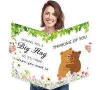 Giant Thinking of You Card Sending You A Big Hug Jumbo Motivational Greeting Card with Envelope Extra Large Get Well Card Huge Encouragement Gift for Boys Girls Men Women, 14 x 22 inches