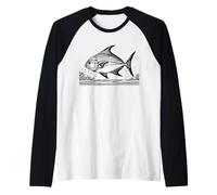 Giant Trevally Line Art Fish Lover Raglan Baseball Tee