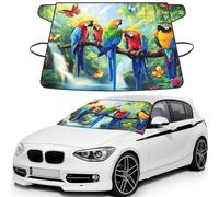 Giant Tropical Parrots And Exotic Flower Jungles Print Car Windshield Cover For Ice And Snow Universal Fit For Most Cars Multifuntional Ice Protector Keep Snow Frost Off