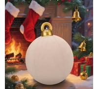 Giant Velvet Christmas Inflatable Balls Ornament, Flocked Xmas Inflatable Flocked Ball Ornaments, for Indoor/Outdoor Decoration, Perfect for Christmas Holiday Lawn, Yard, Porch Decor (Khaki,16in)