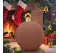 Giant Velvet Christmas Inflatable Balls Ornament, Flocked Xmas Inflatable Flocked Ball Ornaments, for Indoor/Outdoor Decoration, Perfect for Christmas Holiday Lawn, Yard, Porch Decor (Brown,16in)