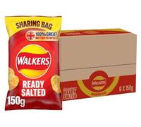 Giant Walkers Ready Salted Sharing Multipack Crisps Bulk Pack of 6 x150g Large Bag, Classic Potato Crisps for Parties, Movie Nights, Office & Family Sharing