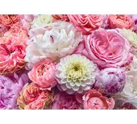 Floral mural wallpaper Vibrant Spring pink flowers bedroom decor + Free adhesive