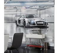 Giant Wallpaper Mural 144x100 inch Audi R8 Sports Car Silver Men Boy bedroom