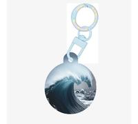Giant Waves in The Ocean Dog Tags Round Pet Tag,Acrylic Pet ID Tags Durable and Stylish,Perfect for Small to Large Pets