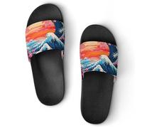 Giant Waves Red Sun Cherry Flowers Men's Slide Sandal Non Slip Shower Shoes Bathroom Slippers for Pool Beach 40 (250mm)