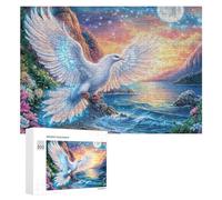 Giant White Bird Flying Over Sea 300 Piece Jigsaw Puzzle for Seniors Indoor Mind Game Cognitive Balance Gift for Leisure Time 300 PCS