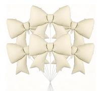 Giant White Bow Balloons 6PCS - Matte Finish Birthday Party Decorations, Large Elegant Bow Shaped Helium Balloons for Baby Shower, Wedding & Photo Backdrop