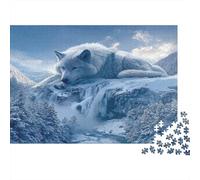 Giant Wolf on Waterfall 1000 Piece Jigsaw Puzzle Cardboard For Adults Family Activity Indoor Mindfulness Birthday Gift 52x38cm/1000pcs