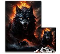 Giant Wolf Red Eye Puzzles 1000 Pieces for Adults Wooden Jigsaw Puzzles for Travel Lovers Couples Challenging Toy 1000 PCS(75x50cm)