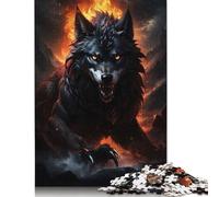 Giant Wolf Red Eye Puzzles for Woodenboard Puzzles Great Gift for Adults 500pcs (52x38cm)