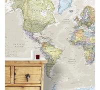 Giant World Map Mural - Mega-Map Of The World - Classic Tones - 232 x 158 | Maps International - Mural finish