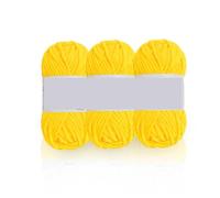 Giant Yarn 3Pcs Handmade DIY Knitted Chenille Wool Thick Ice Strip Thread Suitable for Scarf Hat Outwear Sweater Bag Doll Cushion 50g DIY(07 Bright Yellow)