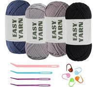 Giant Yarn 4Pcs 50g Beginners Crochet Yarn Easy Beginner Easy-to-See Stitches Cotton-Nylon Blend for Kit Making for Crochet(Color3)