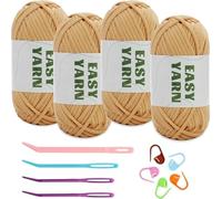 Giant Yarn 4Pcs 50g Beginners Crochet Yarn Easy Beginner Easy-to-See Stitches Cotton-Nylon Blend for Kit Making for Crochet(Color8)
