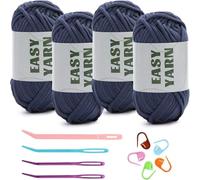 Giant Yarn 4Pcs 50g Beginners Crochet Yarn Easy Beginner Easy-to-See Stitches Cotton-Nylon Blend for Kit Making for Crochet(Color7)