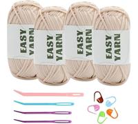 Giant Yarn 4Pcs 50g Beginners Crochet Yarn Easy Beginner Easy-to-See Stitches Cotton-Nylon Blend for Kit Making for Crochet(Color6)