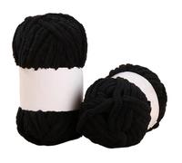 Giant Yarn 50g Thick Velvet Yarn Handmade DIY Knitting Wool Line Scarf Hat Soft Chenille Knit WOL Crochet for Sewing(Black)