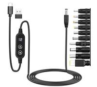 Giantdeer USB C to DC Charger Cable 60W, DC to DC Programmable Power Supply with 9V/5V Voltage, PD Trigger Cable & 10 Adapters for Laptop Monitor Router PC, 1.2M Black USB C Charger