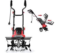 GiantexUK 1200W/1500W Electric Tiller, Lawn Soil Scarifier with 4/6 Blades, Adjustable Wheels & Foldable Handle, Lightweight Garden Cultivator Rotovator Rototiller (43cm Cutting Width, Red+Black)