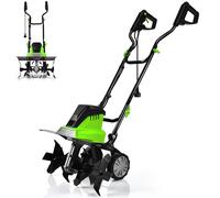 GiantexUK 1200W/1500W Electric Tiller, Lawn Soil Scarifier with 4/6 Blades, Adjustable Wheels & Foldable Handle, Lightweight Garden Cultivator Rotovator Rototiller (43cm Cutting Width, Green+Black)