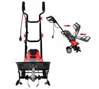 GiantexUK 1200W/1500W Electric Tiller, Lawn Soil Scarifier with 4/6 Blades, Adjustable Wheels & Foldable Handle, Lightweight Garden Cultivator Rotovator Rototiller (35cm Cutting Width, Red+Black)