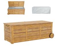 GiantexUK 180L Garden Storage Box, Acacia Wood Deck Boxes