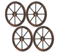GiantexUK 2/4PCS Wagon Wheels, Decorative Wooden Wheel with Metal Rim, Vintage Rustic Round Hanging Cartwheel Decor for Outdoor Indoor Garden Farmhouse Garage (60 x 60 x 3cm, 4)