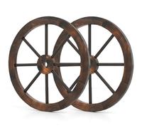 GiantexUK 2/4PCS Wagon Wheels, Decorative Wooden Wheel with Metal Rim, Vintage Rustic Round Hanging Cartwheel Decor for Outdoor Indoor Garden Farmhouse Garage (60 x 60 x 3cm, 2)