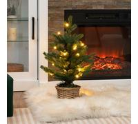 GiantexUK 2FT/60CM Mini Christmas Tree, Tabletop Artificial Xmas Tree with LED Lights & Base, Portable Traditional Holiday Christmas Decoration and Gift (Green With 20 Lights)