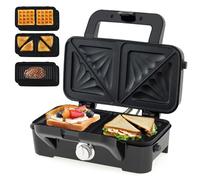 GiantexUK 3-in-1 Sandwich Toaster, 1200W Toastie Maker with 5-level Temperature, Non-stick Plates, Indicator Lights & Stay Cool Handle, 4 Slice Electric Waffle Maker Panini & Grill Press