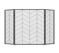 GiantexUK 3-Panel Folding Fire Guard, Heavy Duty Metal Mesh Fireplace Screen, Decorative Freestanding Spark Guard Safety Barrier for Child Baby Pet Open Fire, Black (Herringbone Pattern, 132x79cm)